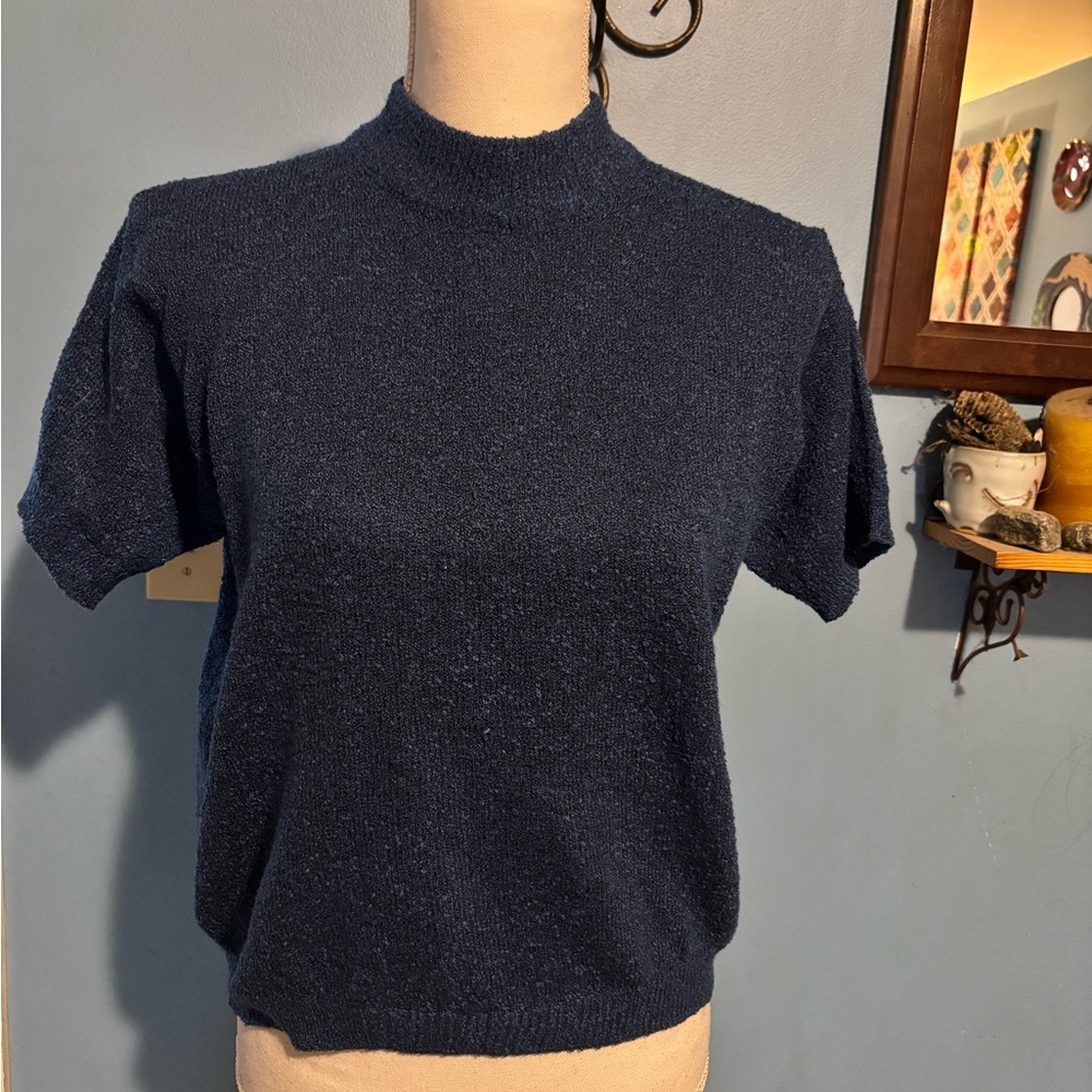Vintage, Baxter & Wells, Blue, Mock Neck, Sweater